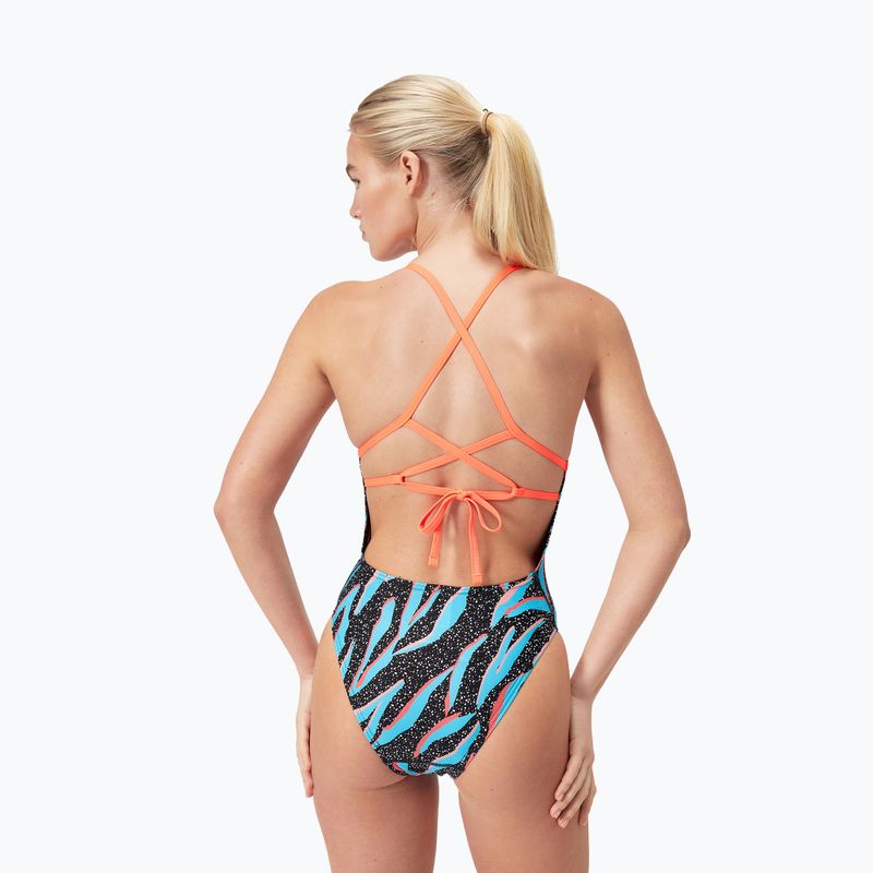 Speedo Allover Digital Lattice Tie-Back costume da bagno intero nero/bluicton/rosso sirena 5