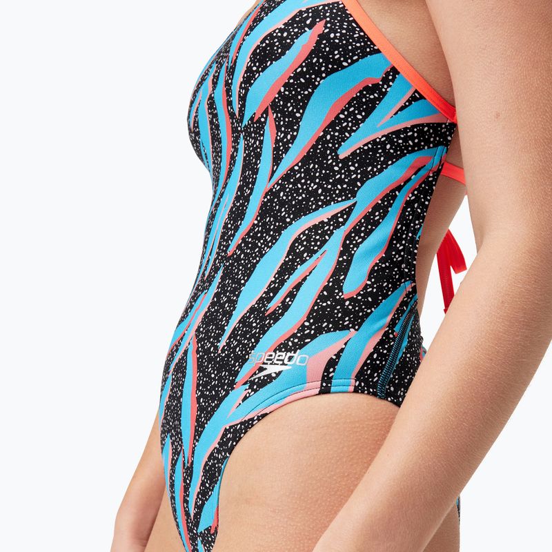 Speedo Allover Digital Lattice Tie-Back costume da bagno intero nero/bluicton/rosso sirena 6