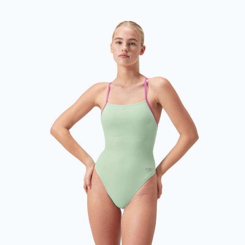 Costume intero Speedo Solid Lattice Tie-Back verde matcha 6