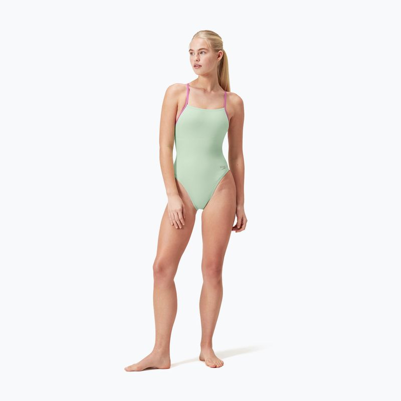 Costume intero Speedo Solid Lattice Tie-Back verde matcha 7