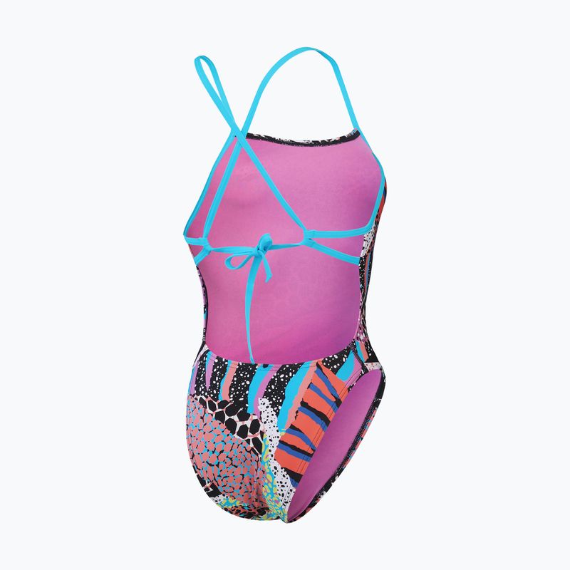 Speedo Allover Digital Tie Back costume da bagno intero nero/verde matcha/rosso sirena 2