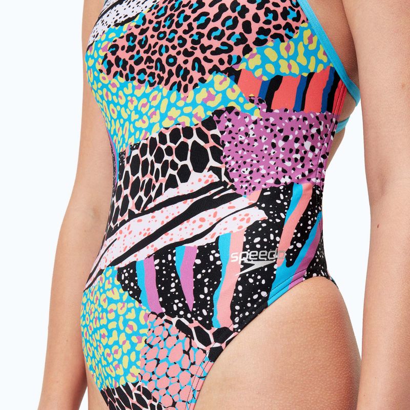 Speedo Allover Digital Tie Back costume da bagno intero nero/verde matcha/rosso sirena 7