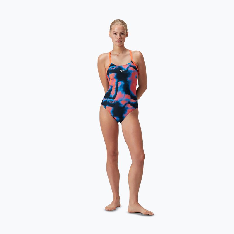 Costume intero da donna Speedo Allover Fixed Crossback true navy/siren red/punch blue 6