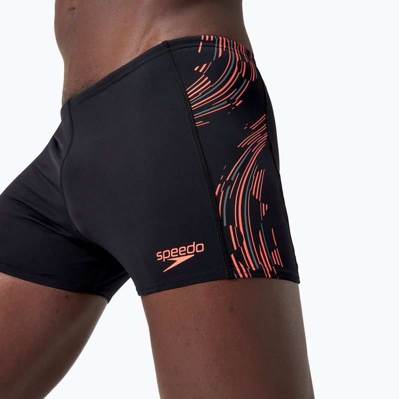 Speedo Tech Panel Aquashort - boxer da nuoto da uomo nero/rosso/antracite USA 3