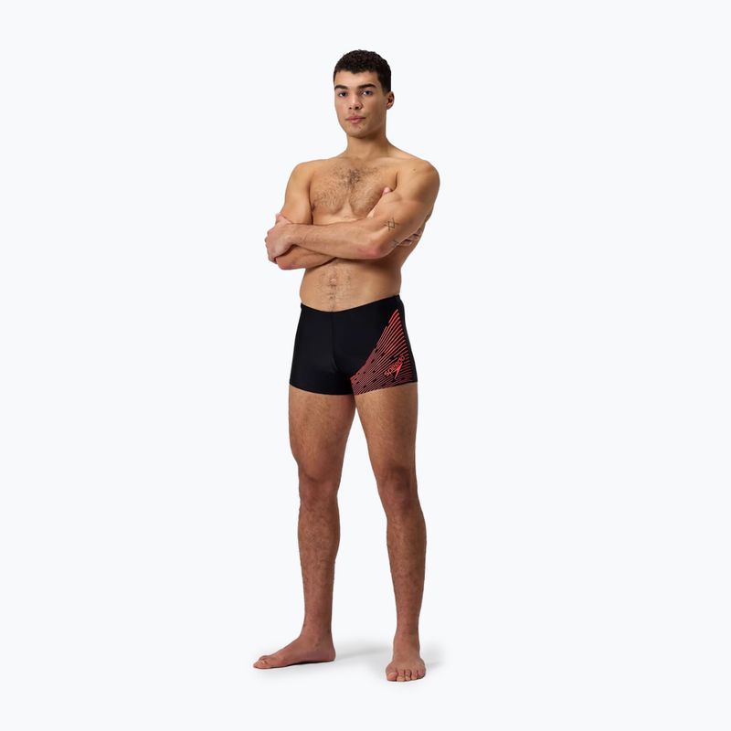 Speedo Medley Logo Aquashort boxer da uomo nero/rosso 6