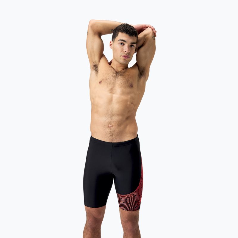 Speedo Medley Logo Swim Jammer nero/rosso da uomo 5