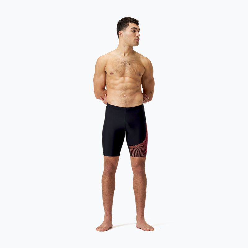 Speedo Medley Logo Swim Jammer nero/rosso da uomo 6