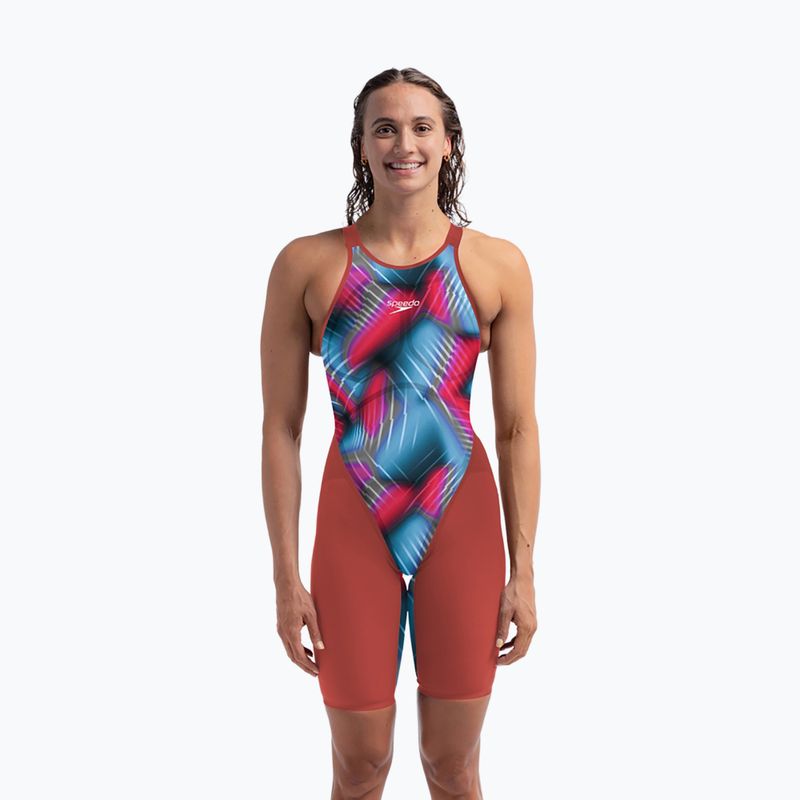 Costume da nuoto intero donna Speedo Fastskin LZR Pure Valor 2.0 Openback Kneeskin flame red/picton blue 6