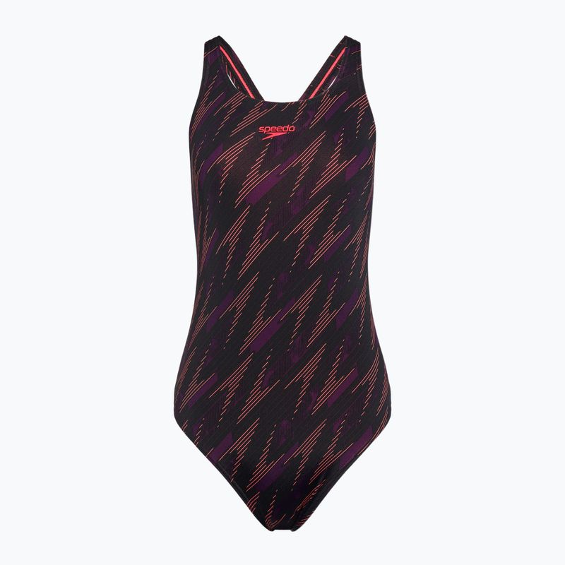 Costume intero Speedo HyperBoom Allover Medalist nero/plum dandy/siren red