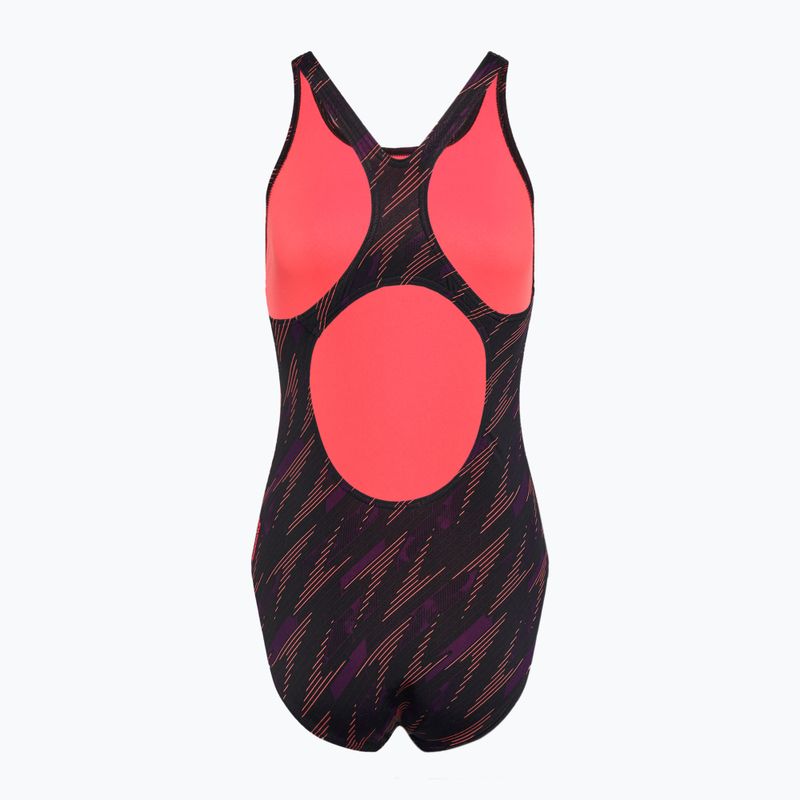 Costume intero Speedo HyperBoom Allover Medalist nero/plum dandy/siren red 2