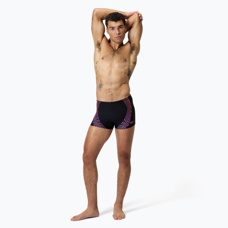 Speedo Duo Logo Print Aquashort da uomo nero/corallo/viola neon 2