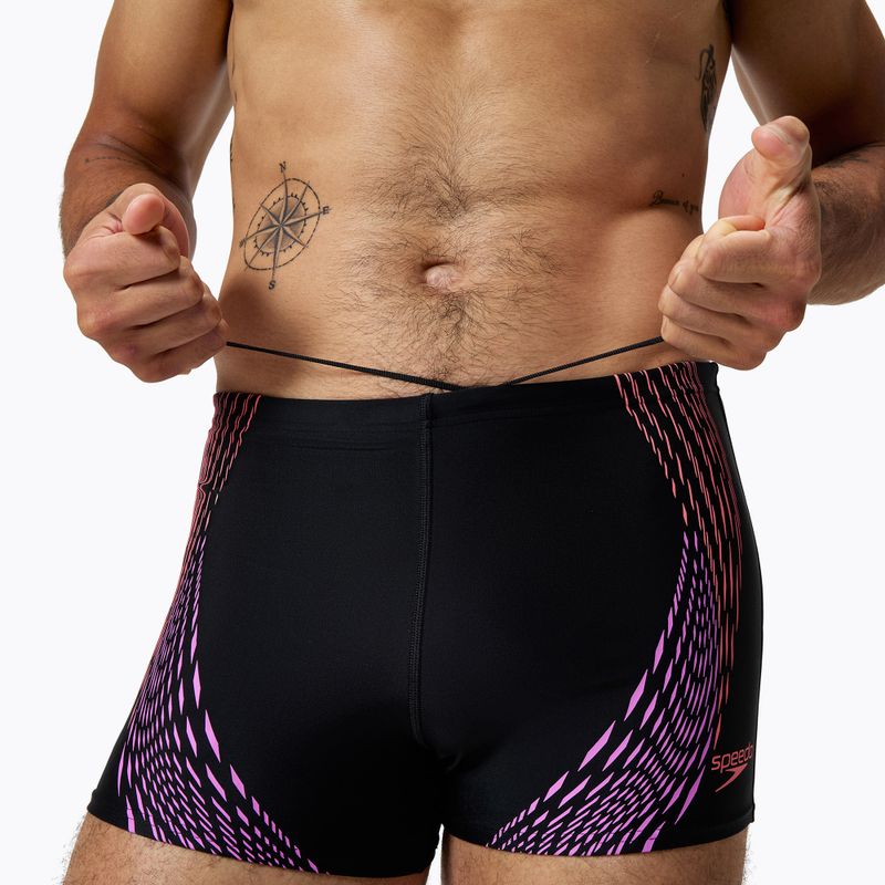 Speedo Duo Logo Print Aquashort da uomo nero/corallo/viola neon 4