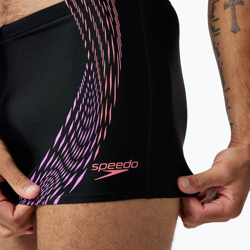Speedo Duo Logo Print Aquashort da uomo nero/corallo/viola neon 5