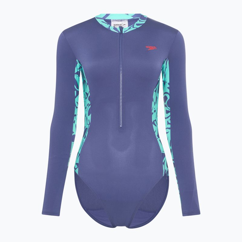 Speedo costume intero donna Pannello manica lunga hapuna blu
