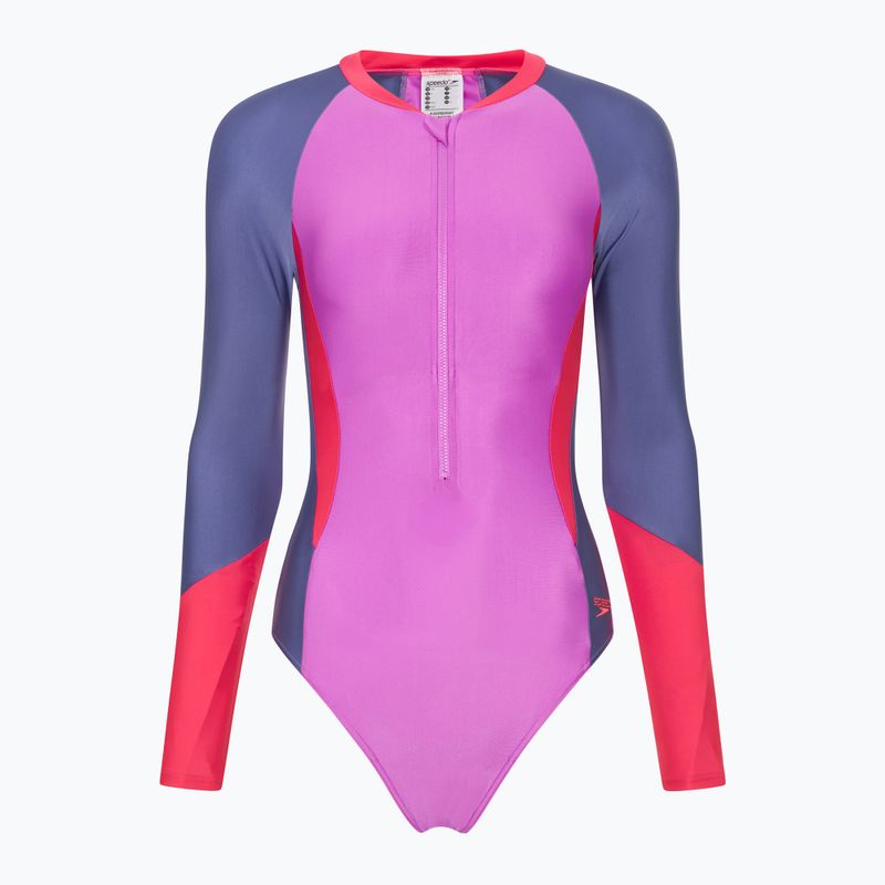 Speedo Colour Block - costume da bagno intero da donna, colore viola neon
