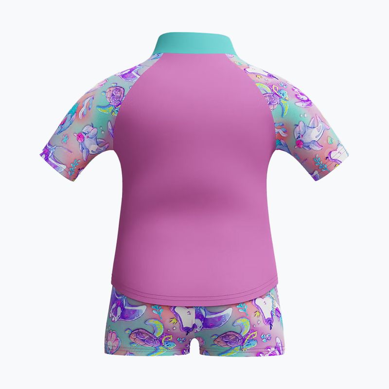 Costume da bagno bambino a due pezzi Speedo Digital Rash Top Set neon violet 2