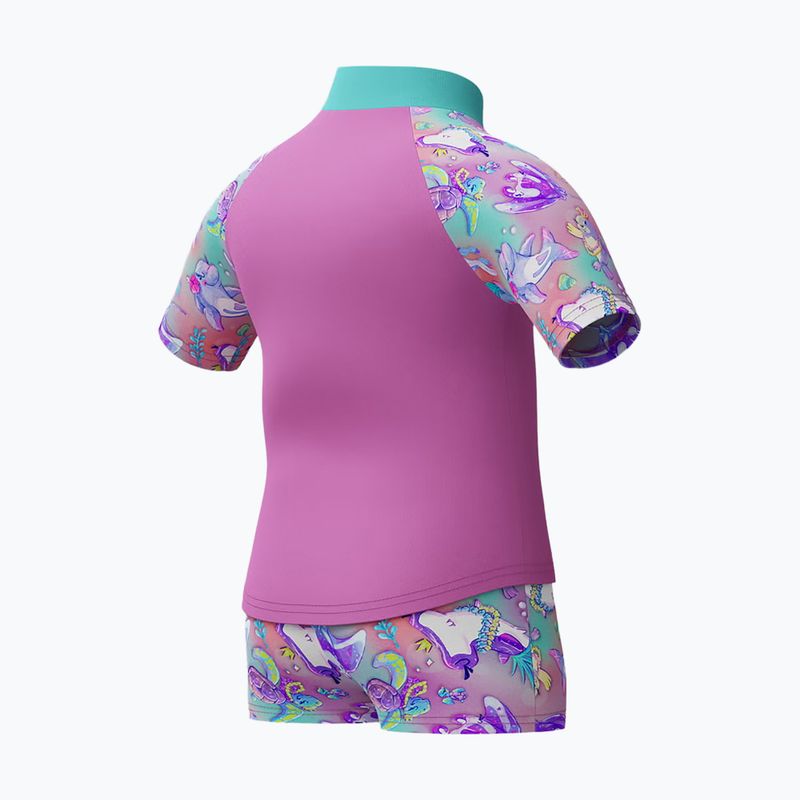 Costume da bagno bambino a due pezzi Speedo Digital Rash Top Set neon violet 3
