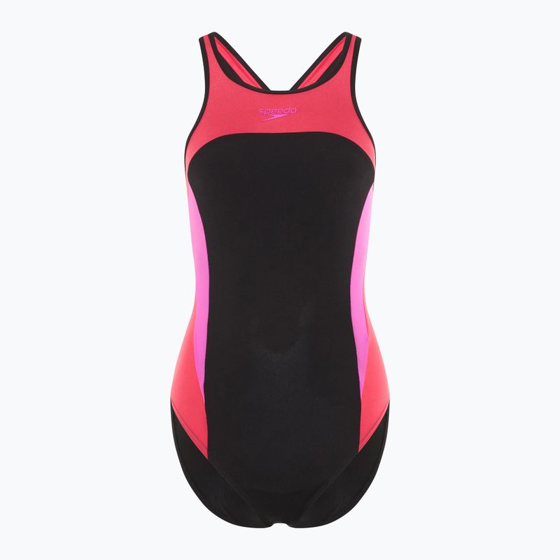 Costume intero Speedo donna Collo alto Spaccato incrociato sul retro lampone riempimento