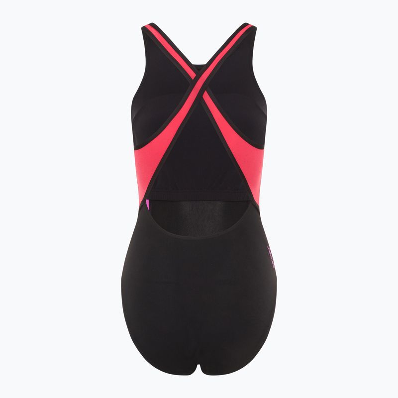 Costume intero Speedo donna Collo alto Spaccato incrociato sul retro lampone riempimento 2