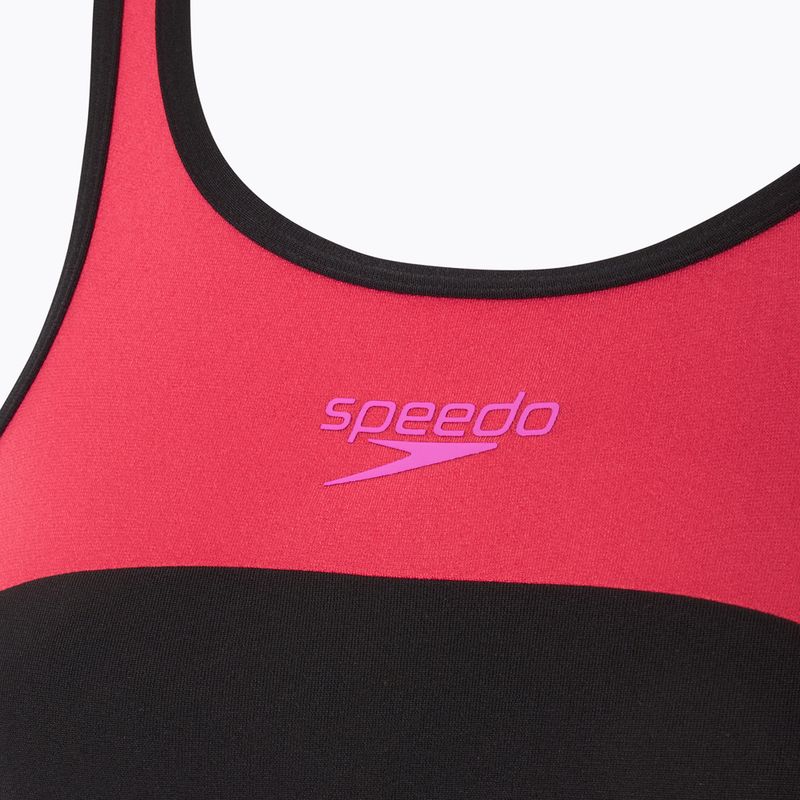 Costume intero Speedo donna Collo alto Spaccato incrociato sul retro lampone riempimento 3