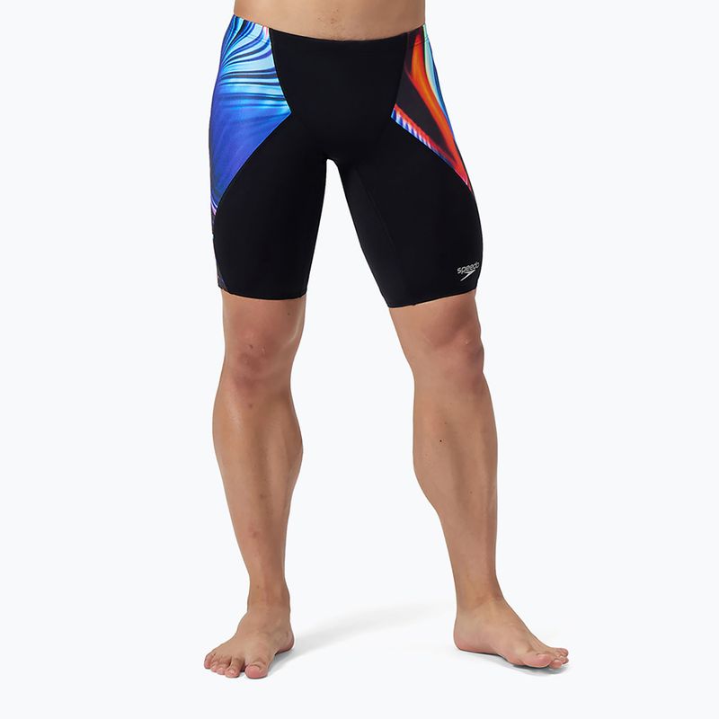 Speedo Placement Digital V-Cut Jammer da uomo, costume da bagno lava blur/speedo nero 5