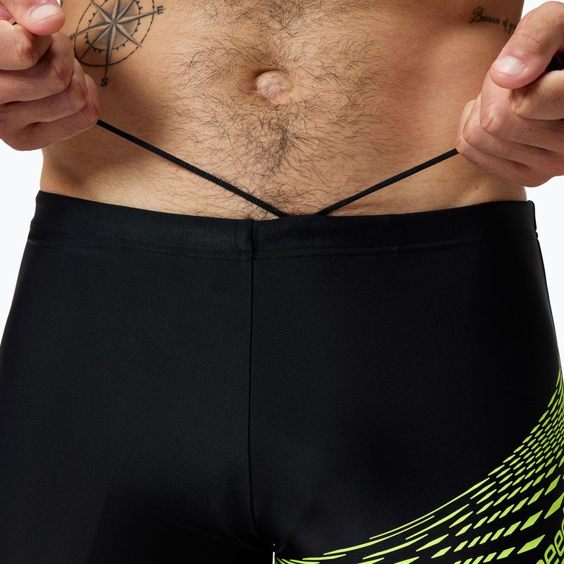Speedo Medley Logo Aquashort boxer da uomo per il nuoto nero/giallo acido 4