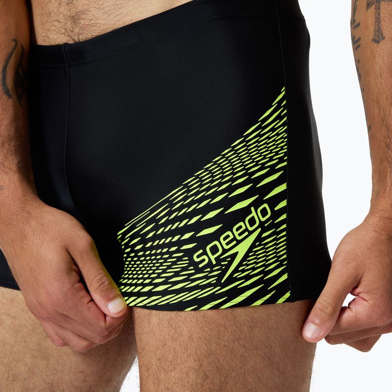 Speedo Medley Logo Aquashort boxer da uomo per il nuoto nero/giallo acido 3