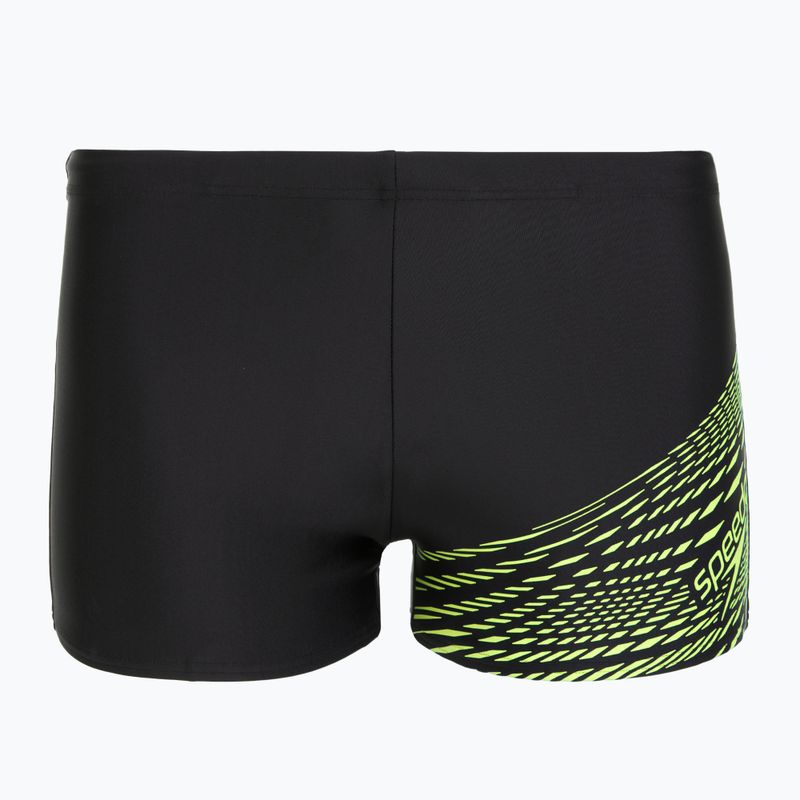 Speedo Medley Logo Aquashort boxer da uomo per il nuoto nero/giallo acido