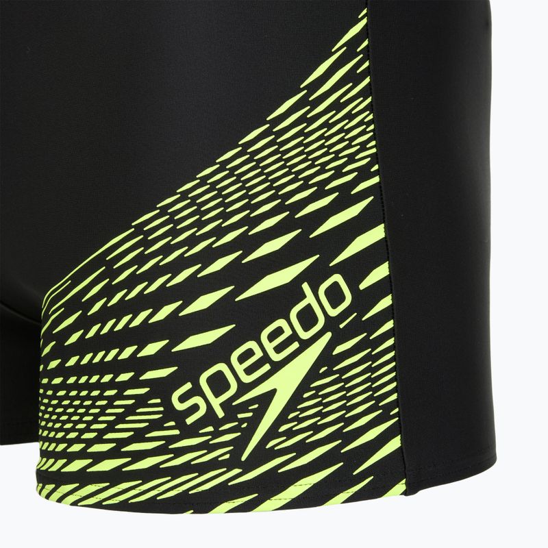 Speedo Medley Logo Aquashort boxer da uomo per il nuoto nero/giallo acido 3
