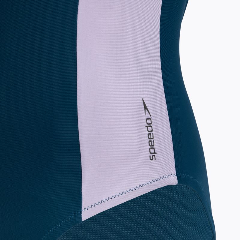 Speedo costume da bagno intero donna Zip Colorblock verde scuro 4