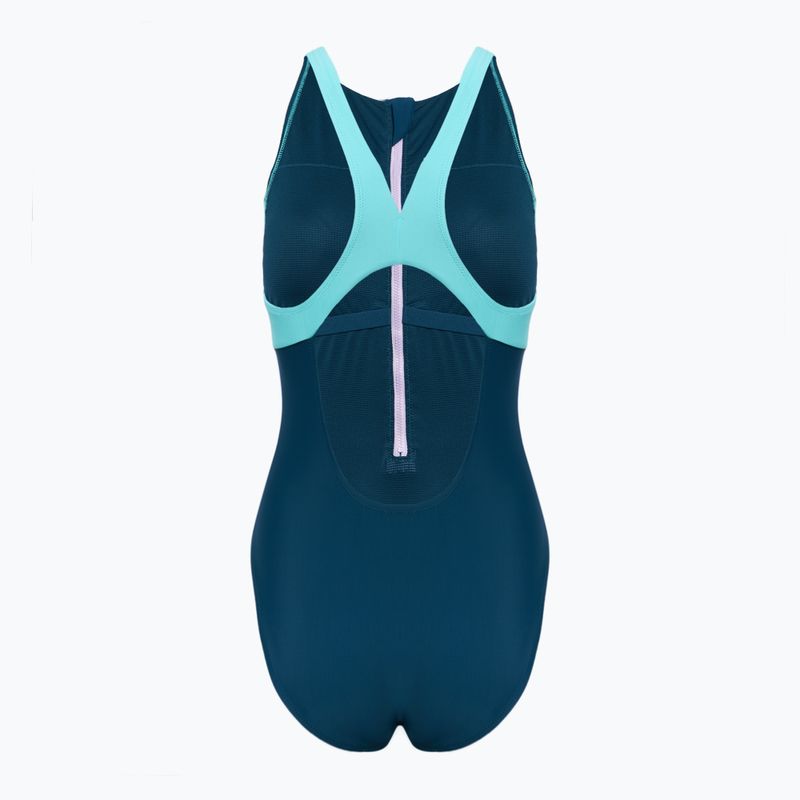 Speedo costume da bagno intero donna Zip Colorblock verde scuro 2