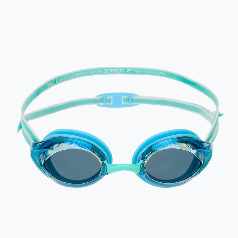 Occhialini da nuoto Speedo Vanquisher 3.0 Mirrored da donna bottone celeste/celeste/oro a specchio 2