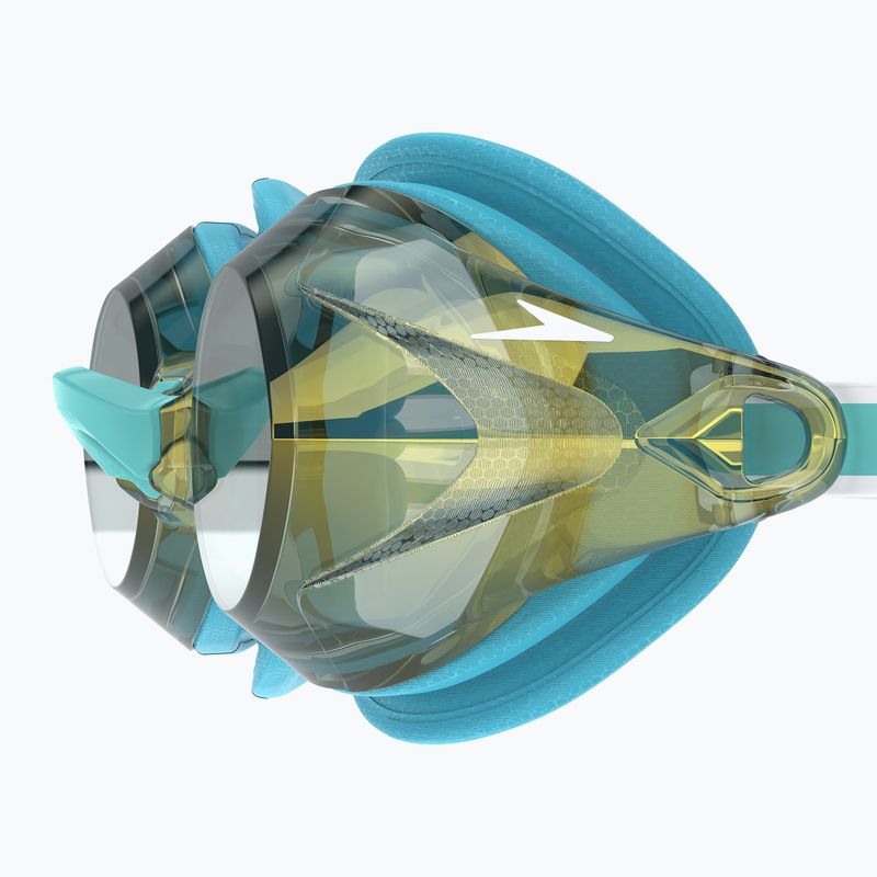 Occhialini da nuoto Speedo Vanquisher 3.0 Mirrored da donna bottone celeste/celeste/oro a specchio 3