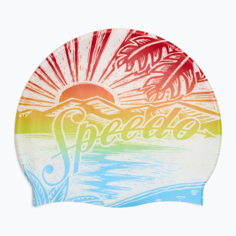Speedo Cuffia in silicone stampato arancio vulcanico speedo sunset 2