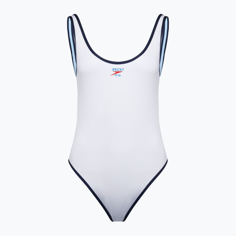 Costume intero Speedo Solid Bound Scoop bianco da donna