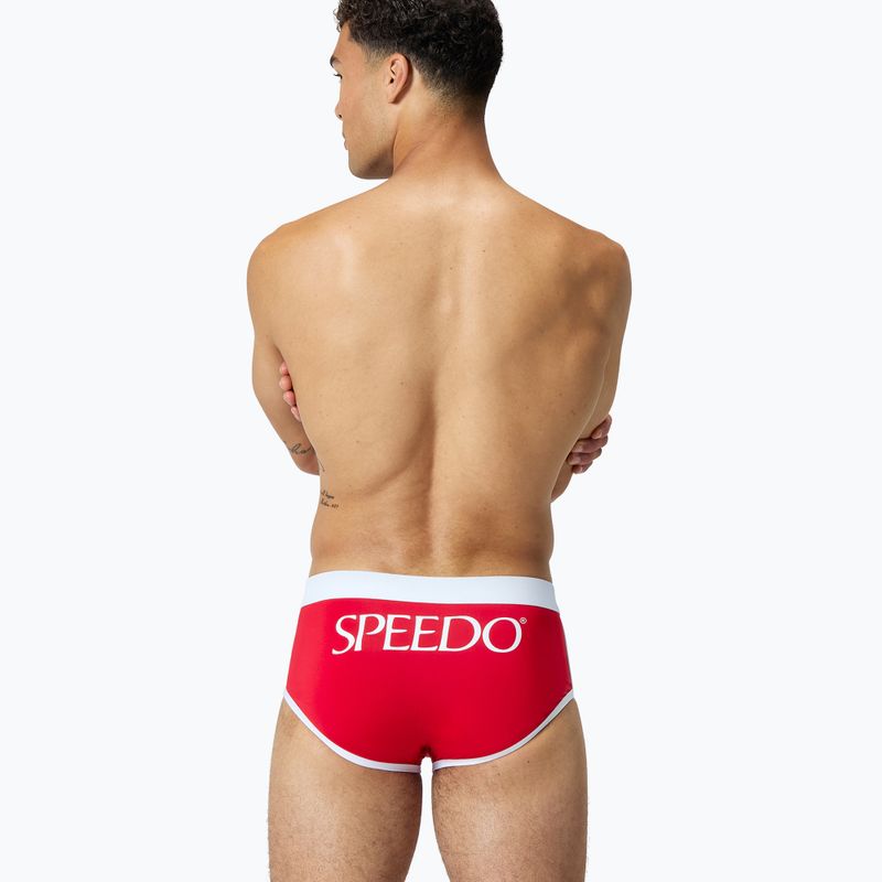 Speedo Jetstream Retro Logo Brief uomo, costume da bagno rosso ad alto rischio 3