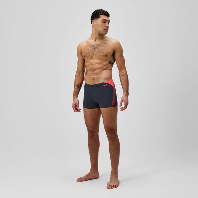Boxer da nuoto Speedo Hyper Boom Splice uomo grigio piombo/corallo neon 2