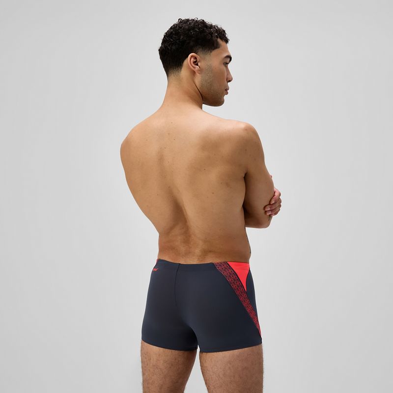 Boxer da nuoto Speedo Hyper Boom Splice uomo grigio piombo/corallo neon 3
