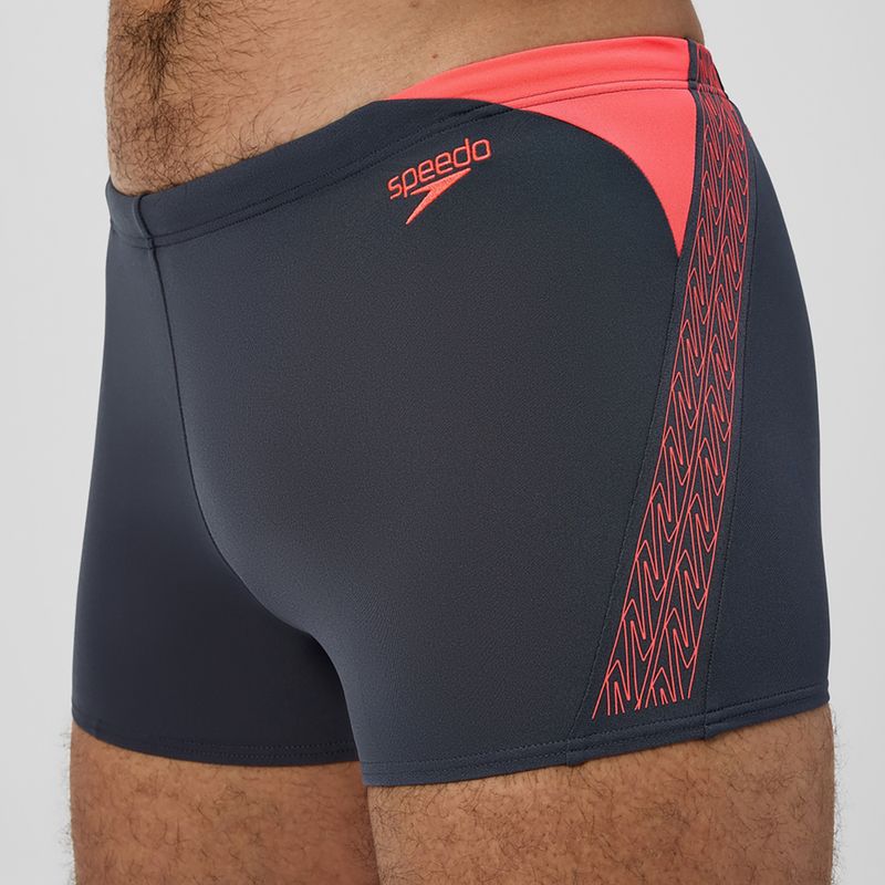 Boxer da nuoto Speedo Hyper Boom Splice uomo grigio piombo/corallo neon 5