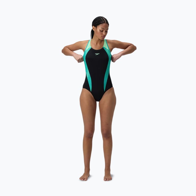 Costume da bagno intero donna Speedo Placement Laneback turquoise gem 2