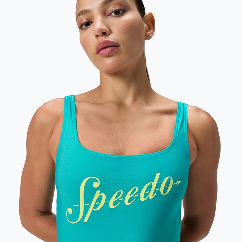 Costume intero da donna Speedo Logo Square Back gemma turchese 5