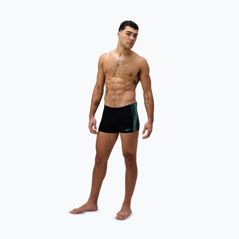 Speedo uomo Endurance+ Tech Panel Aquashort nero/turchese gemma boxer nuoto 2