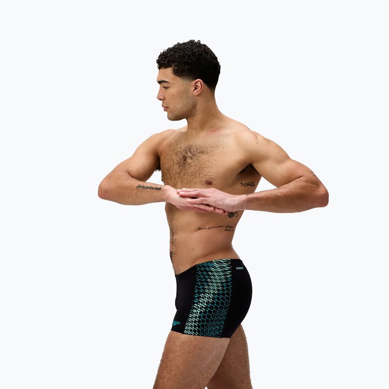 Speedo uomo Endurance+ Tech Panel Aquashort nero/turchese gemma boxer nuoto 4