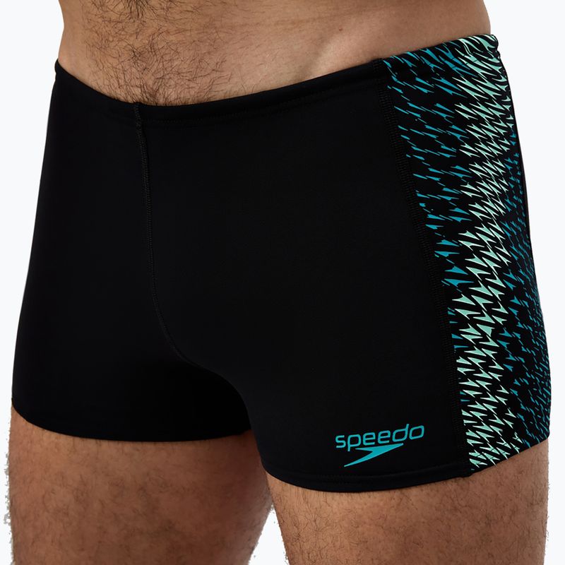 Speedo uomo Endurance+ Tech Panel Aquashort nero/turchese gemma boxer nuoto 5