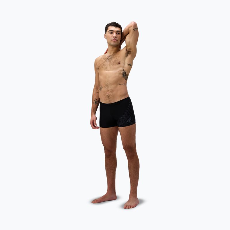 Speedo Medley Logo Aquashort boxer nuoto uomo nero/grigio piombo 2