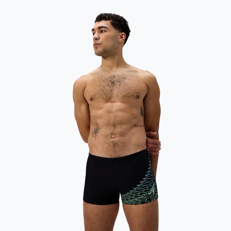 Speedo Medley Logo Aquashort boxer nuoto uomo nero/alfa verde