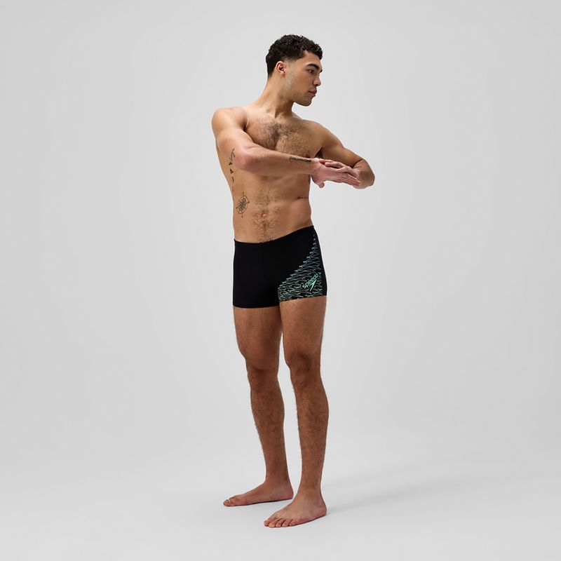 Speedo Medley Logo Aquashort boxer nuoto uomo nero/alfa verde 2