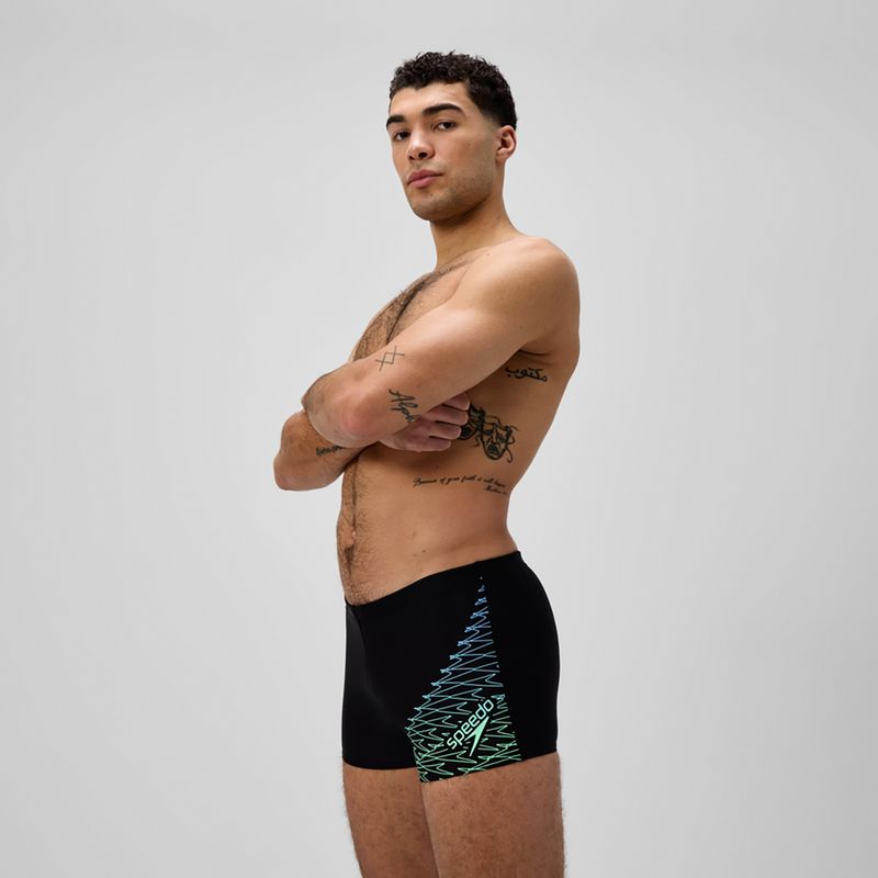 Speedo Medley Logo Aquashort boxer nuoto uomo nero/alfa verde 4