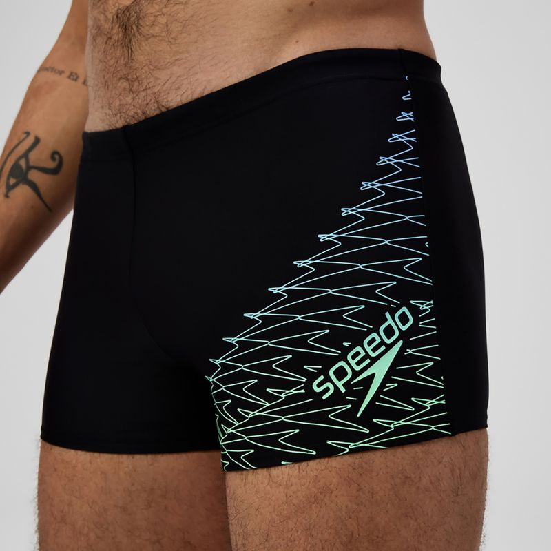 Speedo Medley Logo Aquashort boxer nuoto uomo nero/alfa verde 5