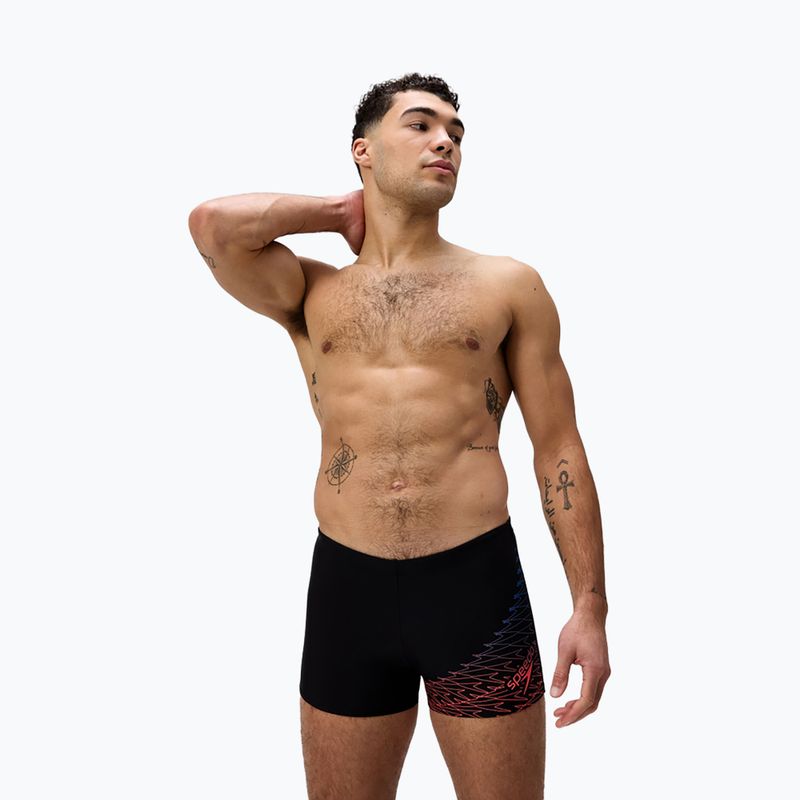 Speedo Medley Logo Aquashort boxer nuoto uomo nero/neon coral